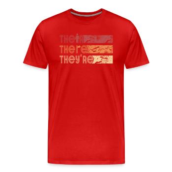 Leur là Ils sont professeur d’anglais Grammaire - T-shirt bio Premium Homme - rouge - Devant - Damien (186cm)