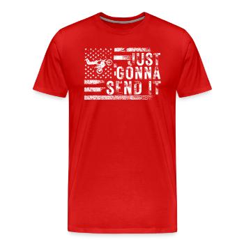 Je vais juste lui envoyer le drapeau américain Motocross - T-shirt bio Premium Homme - rouge - Devant - Damien (186cm)
