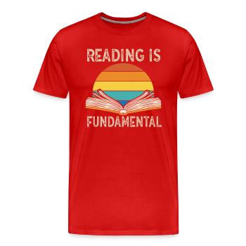 Reading Is Fundamental - Men's Premium Organic T-Shirt - red - Front - Damien (186cm)