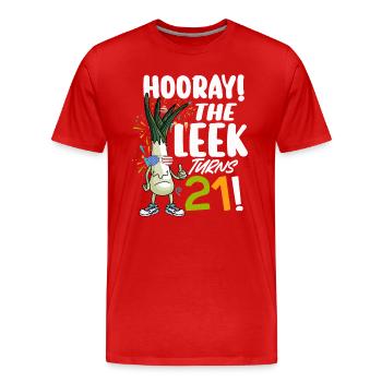 21th Bday Hooray The Leek Turns 21 Years Old - Men's Premium Organic T-Shirt - red - Front - Damien (186cm)