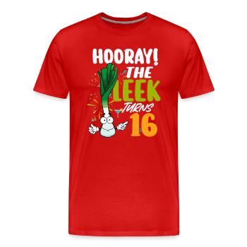16th Bday Hooray The Leek Turns 16 Years Old - Men's Premium Organic T-Shirt - red - Front - Damien (186cm)