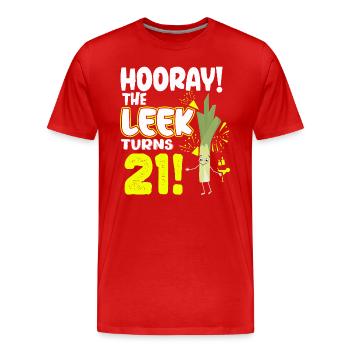 21th Bday Hooray The Leek Turns 21 Years Old - Men's Premium Organic T-Shirt - red - Front - Damien (186cm)