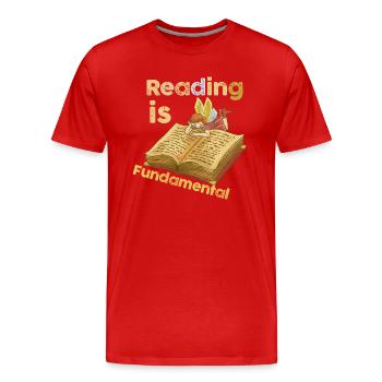 Reading Is Fundamental - Men's Premium Organic T-Shirt - red - Front - Damien (186cm)