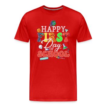 Frohen ersten Schultag - Männer Premium Bio T-Shirt - Rot - Vorne - Damien (186cm)