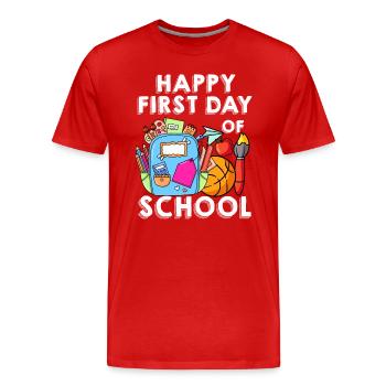 Frohen ersten Schultag - Männer Premium Bio T-Shirt - Rot - Vorne - Damien (186cm)