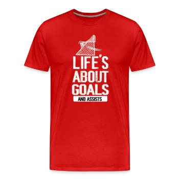 La vie est faite de buts et de passes décisives Football de futbol - T-shirt bio Premium Homme - rouge - Devant - Damien (186cm)