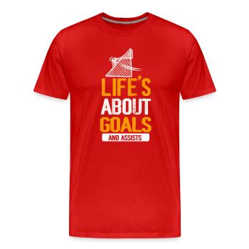 La vie est faite de buts et de passes décisives Football de futbol - T-shirt bio Premium Homme - rouge - Devant - Damien (186cm)