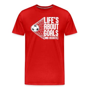 La vie est faite de buts et de passes décisives Football de futbol - T-shirt bio Premium Homme - rouge - Devant - Damien (186cm)