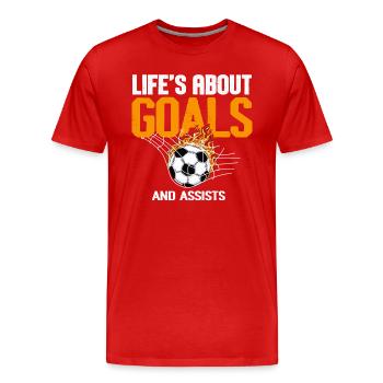 La vie est faite de buts et de passes décisives Football de futbol - T-shirt bio Premium Homme - rouge - Devant - Damien (186cm)