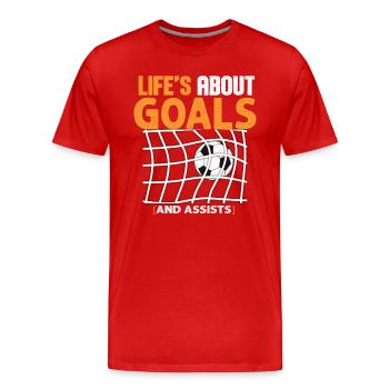 La vie est faite de buts et de passes décisives Football de futbol - T-shirt bio Premium Homme - rouge - Devant - Damien (186cm)