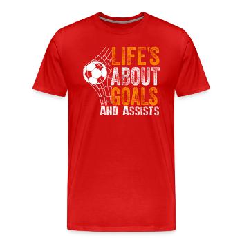 La vie est faite de buts et de passes décisives Football de futbol - T-shirt bio Premium Homme - rouge - Devant - Damien (186cm)