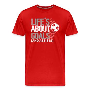 La vie est faite de buts et de passes décisives Football de futbol - T-shirt bio Premium Homme - rouge - Devant - Damien (186cm)
