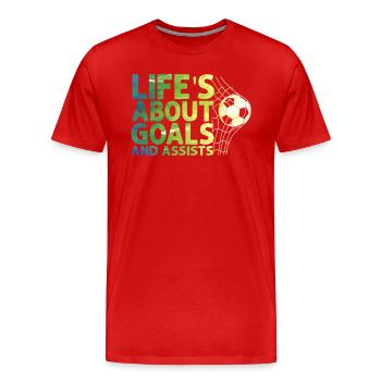La vie est faite de buts et de passes décisives Football de futbol - T-shirt bio Premium Homme - rouge - Devant - Damien (186cm)