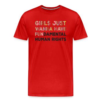 Les filles veulent juste avoir des droits humains fondamentaux - T-shirt bio Premium Homme - rouge - Devant - Damien (186cm)