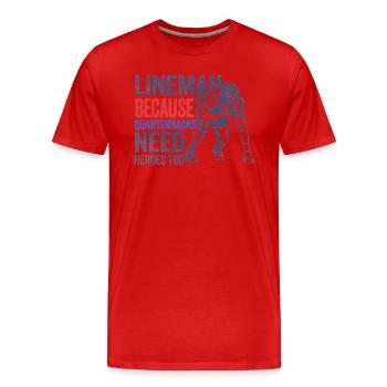 Lineman parce que les quarterbacks ont besoin de héros américains - T-shirt bio Premium Homme - rouge - Devant - Damien (186cm)