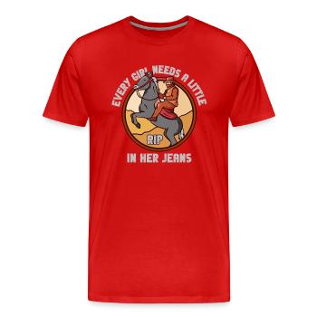 Chaque fille a besoin d’une petite déchirure dans son jean - T-shirt bio Premium Homme - rouge - Devant - Damien (186cm)