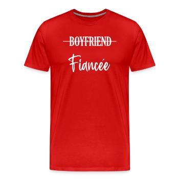 Couple Engagement Engaged Men Funny Fiancee - Men's Premium Organic T-Shirt - red - Front - Damien (186cm)