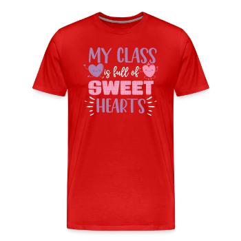 Ma classe est pleine d’amours - T-shirt bio Premium Homme - rouge - Devant - Damien (186cm)