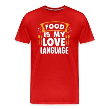 Essen ist meine Liebessprache - Männer Premium Bio T-Shirt - Rot - Vorne - Damien (186cm)