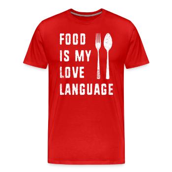 Essen ist meine Liebessprache - Männer Premium Bio T-Shirt - Rot - Vorne - Damien (186cm)
