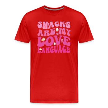 Snacks Are My Love Language - Men's Premium Organic T-Shirt - red - Front - Damien (186cm)