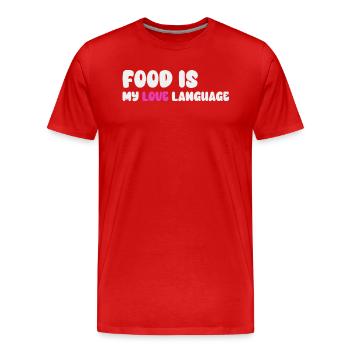 Essen ist meine Liebessprache - Männer Premium Bio T-Shirt - Rot - Vorne - Damien (186cm)