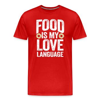 Essen ist meine Liebessprache - Männer Premium Bio T-Shirt - Rot - Vorne - Damien (186cm)