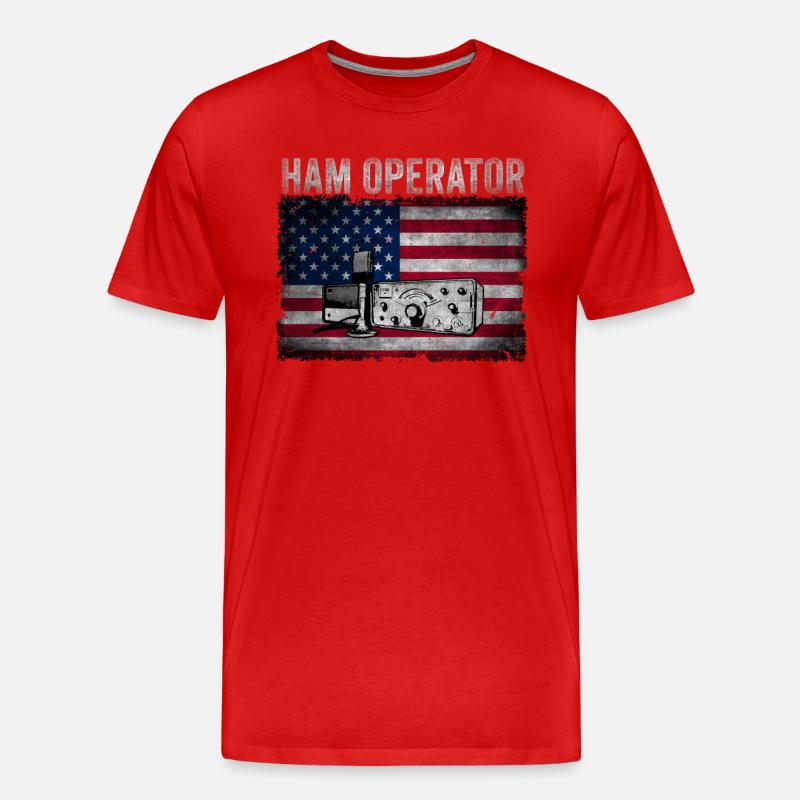 Ham Operator US-Flagge - Männer Premium Bio T-Shirt - Rot
