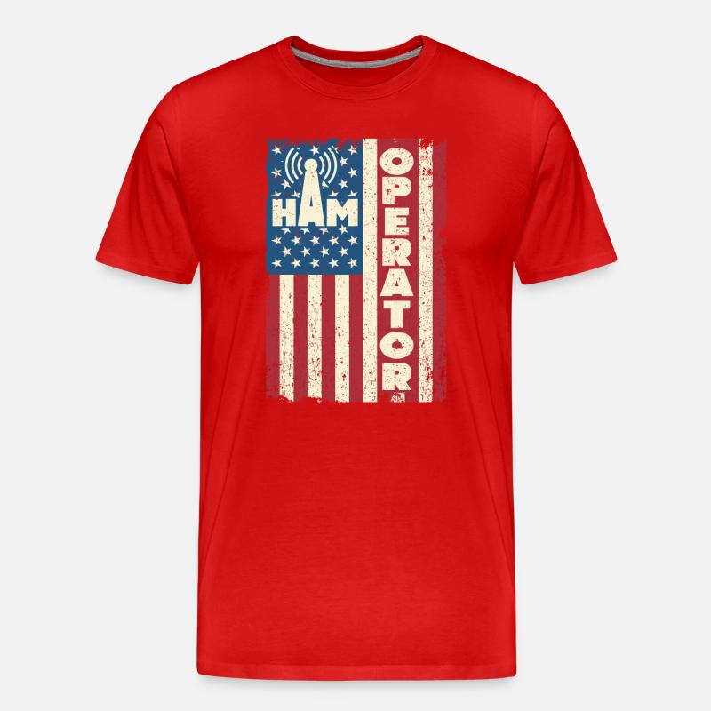 Ham Operator US-Flagge - Männer Premium Bio T-Shirt - Rot