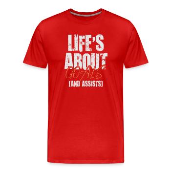 La vie est faite de buts et de passes décisives Football de futbol - T-shirt bio Premium Homme - rouge - Devant - Damien (186cm)