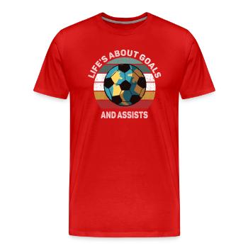 La vie est faite de buts et de passes décisives Football de futbol - T-shirt bio Premium Homme - rouge - Devant - Damien (186cm)