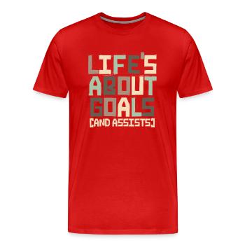 La vie est faite de buts et de passes décisives Football de futbol - T-shirt bio Premium Homme - rouge - Devant - Damien (186cm)