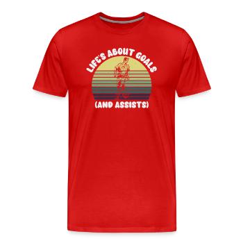 La vie est faite de buts et de passes décisives Football de futbol - T-shirt bio Premium Homme - rouge - Devant - Damien (186cm)