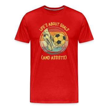 La vie est faite de buts et de passes décisives Football de futbol - T-shirt bio Premium Homme - rouge - Devant - Damien (186cm)