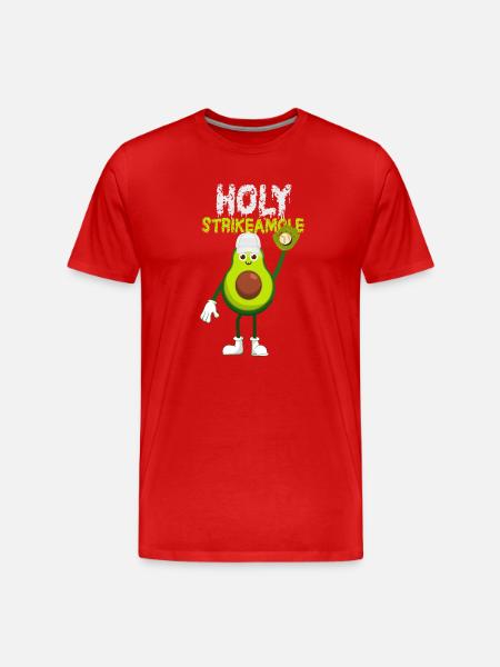 Holy Strikeamole Baseball Softball Avocado - Men's Premium Organic T-Shirt - red