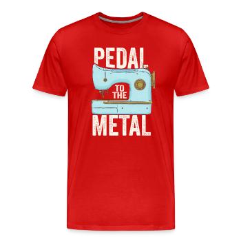 Pedal zur Metallnähmaschine - Männer Premium Bio T-Shirt - Rot - Vorne - Damien (186cm)