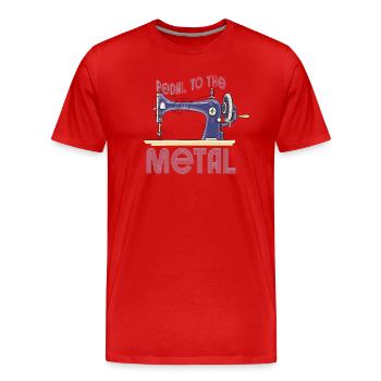 Pédalez à la machine à coudre en métal - T-shirt bio Premium Homme - rouge - Devant - Damien (186cm)