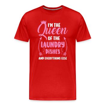 Königin der Wäsche, des Geschirrs und alles andere - Männer Premium Bio T-Shirt - Rot - Vorne - Damien (186cm)