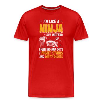 Comme une femme au foyer ninja - T-shirt bio Premium Homme - rouge - Devant - Damien (186cm)