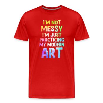 Je ne suis pas une peinture d’art moderne amusante et désordonnée - T-shirt bio Premium Homme - rouge - Devant - Damien (186cm)