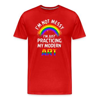 I'm Not A Messy Fun Modern Art Painting - Men's Premium Organic T-Shirt - red - Front - Damien (186cm)