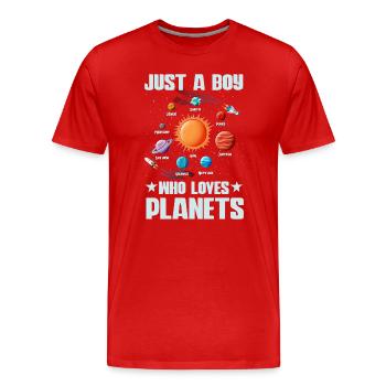 Juste un garçon qui aime les planètes du système solaire - T-shirt bio Premium Homme - rouge - Devant - Damien (186cm)