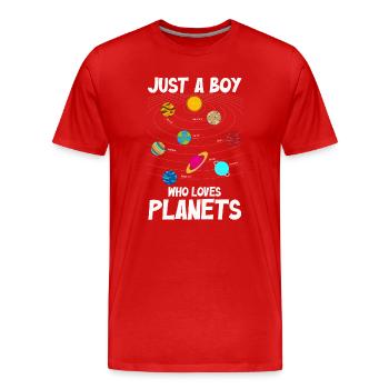 Nur ein Junge, der das Sonnensystem der Planeten liebt - Männer Premium Bio T-Shirt - Rot - Vorne - Damien (186cm)