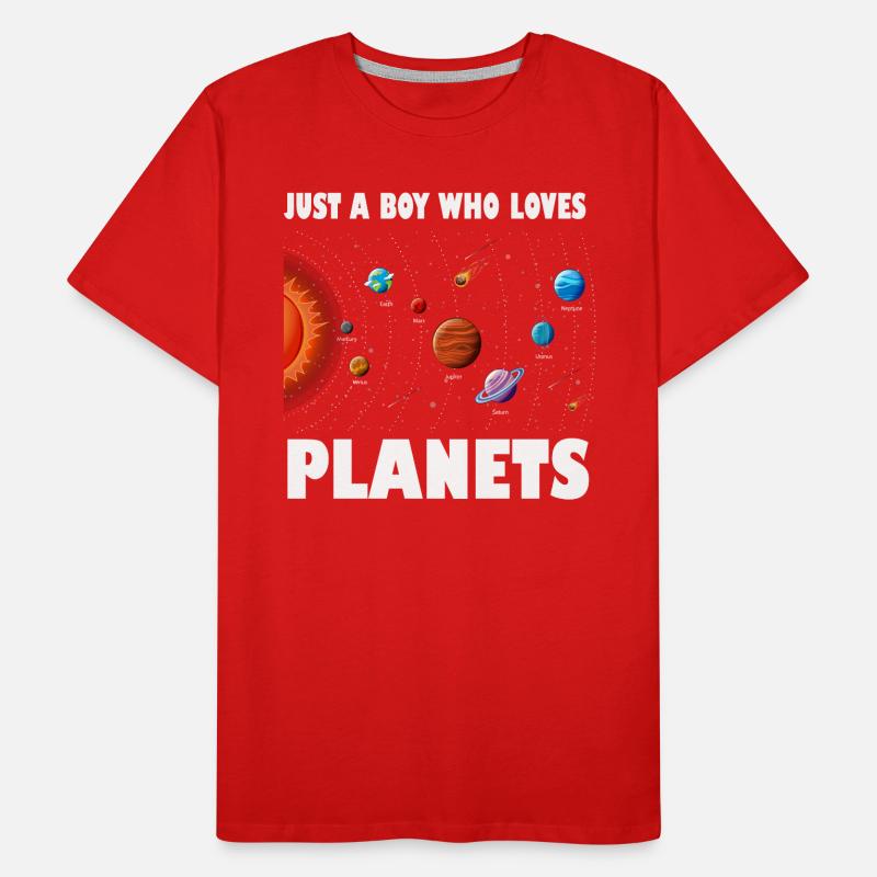 Nur ein Junge, der das Sonnensystem der Planeten liebt Männer Premium Bio T-Shirt