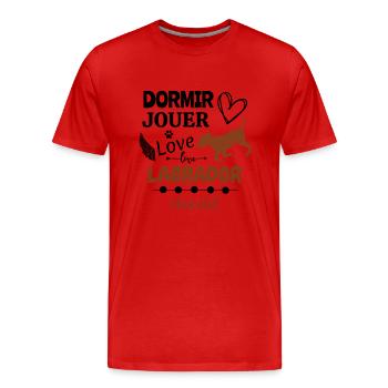 Labrador chocolat maître du jeu d'amour du dodo - T-shirt bio Premium Homme - rouge - Devant - Damien (186cm)