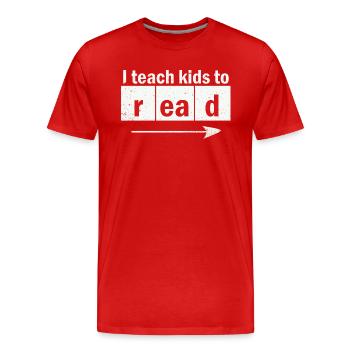 I Teach Kids To Read Science Teachers Reading - Men's Premium Organic T-Shirt - red - Front - Damien (186cm)