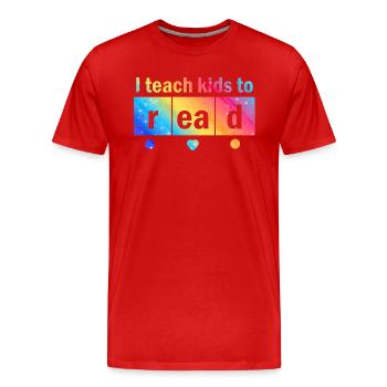 I Teach Kids To Read Science Teachers Reading - Men's Premium Organic T-Shirt - red - Front - Damien (186cm)