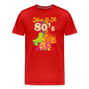 80er Die Musik der 80er - Männer Premium Bio T-Shirt - Rot - Vorne - Damien (186cm)