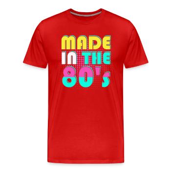 80er Die Musik der 80er - Männer Premium Bio T-Shirt - Rot - Vorne - Damien (186cm)