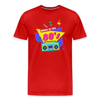 80's The 80s Music - Men's Premium Organic T-Shirt - red - Front - Damien (186cm)